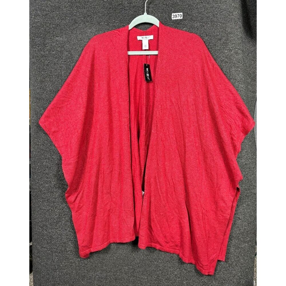 White House Black Market Open Front Ruana Sweater Womens Size One Size Red NEW - Picture 1 of 9